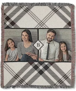 Woven Cotton Plaid Personalized Photo Throw