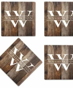 Wood Grain Personalized Ceramic Coasters