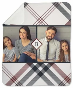 Sherpa Fleece Plaid Personalized Photo Throw