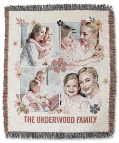 Woven Floral Photo Throw