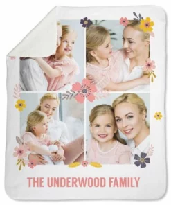 Sherpa Floral Personalized Photo Throw