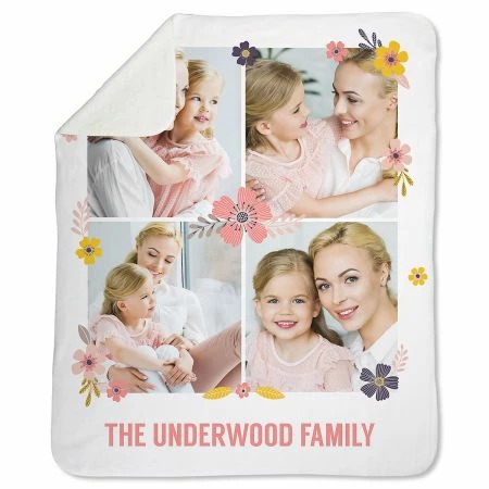 Sherpa Floral Personalized Photo Throw 1 Sherpa Floral Personalized Photo Throw