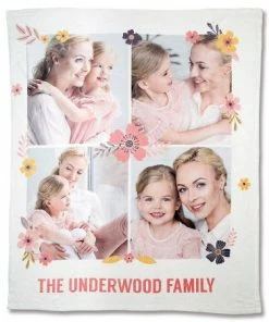 Fleece Floral Personalized Photo Throw