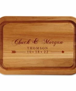 Heart Bow Arrow Engraved Wood Cutting Board