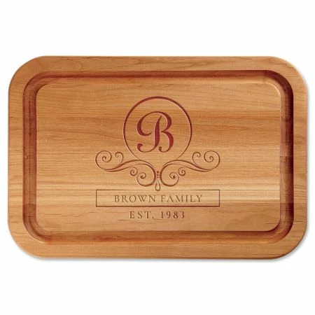 Flourish Scroll Engraved Wood Cutting Board 1 Flourish Scroll Engraved Wood Cutting Board