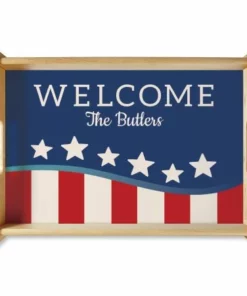Patriotic Natural Wood Personalized Serving Tray