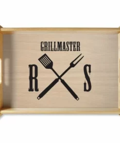 Grillmaster Natural Wood Personalized Serving Tray