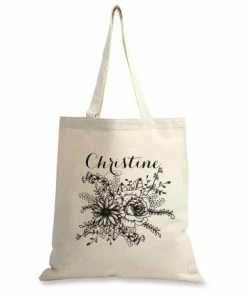 Floral Name Personalized Canvas Tote