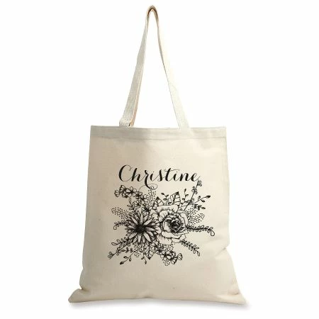 Floral Name Personalized Canvas Tote 1 Floral Name Personalized Canvas Tote