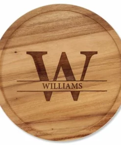 Initial Last Name Personalized Acacia Wood Lazy Susan