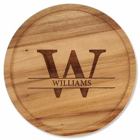 Initial Last Name Personalized Acacia Wood Lazy Susan 1 Initial Last Name Personalized Acacia Wood Lazy Susan