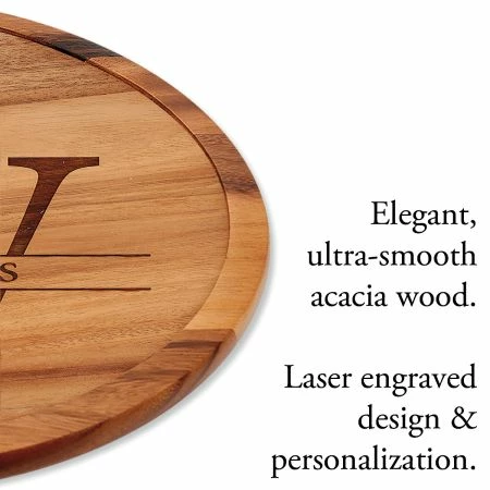 Initial Last Name Personalized Acacia Wood Lazy Susan 3 Initial Last Name Personalized Acacia Wood Lazy Susan - Image 3