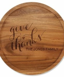 Give Thanks Personalized Acacia Wood Lazy Susan
