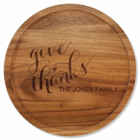 Give Thanks Personalized Acacia Wood Lazy Susan 1 Give Thanks Personalized Acacia Wood Lazy Susan