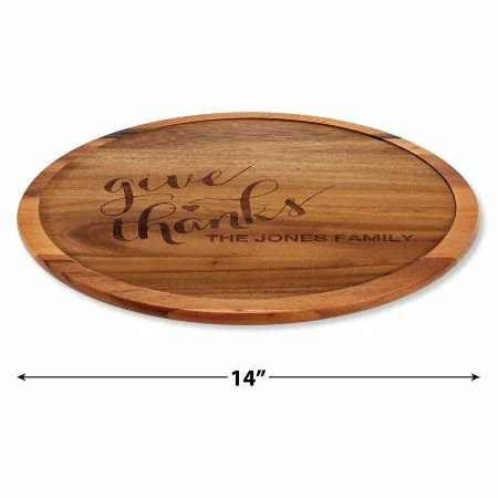 Give Thanks Personalized Acacia Wood Lazy Susan 2 Give Thanks Personalized Acacia Wood Lazy Susan - Image 2