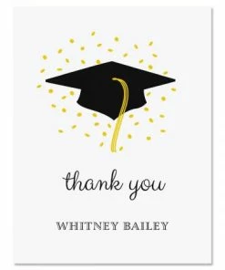 Confetti And Cap Graduation Personalized Thank You Cards