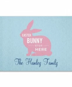 Easter Bunny Stop Here Personalized Doormat
