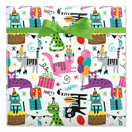 Birthday Cats/Black And White Plaid Birthday Jumbo Rolled Gift Wrap 3 Birthday Cats/Black And White Plaid Birthday Jumbo Rolled Gift Wrap - Image 3