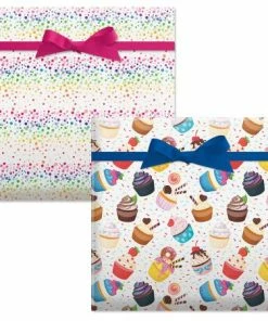 Birthday Cupcakes/Happy Birthday Confetti Birthday Jumbo Rolled Gift Wrap