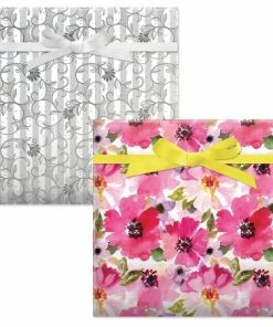 Perfect Pink/Pearl Stripe Swirls Birthday Jumbo Rolled Gift Wrap