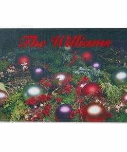 Ornaments & Pinecones Personalized Christmas Doormat