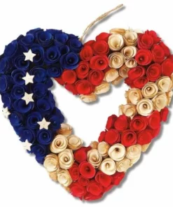 Wooden Patriotic Heart Wreath