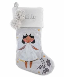 Personalized Embroidered Black Hair Angel Stocking By Stephen Joseph®