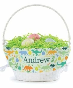 Personalized Dinosaur Easter Basket With Liner